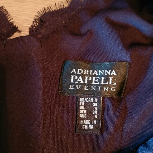 Adrianna Papell Floral Lace Sheath Dress Sz 4 Navy Ethereal Coquette Feminine - Picture 7 of 10